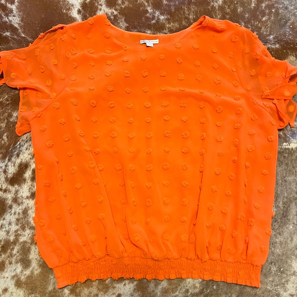 Cato Orange Boxy Short Sleeve Blouse